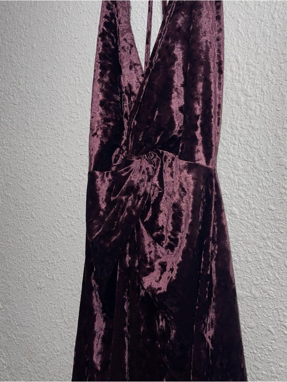 ZARA Burgundy Velvet Halter Mini Dress Open Back Party Size S - Picture 4 of 8